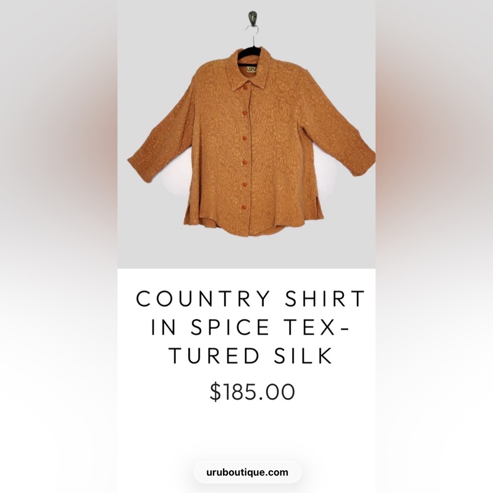 Red, light-weight silk, button-down top - image 6